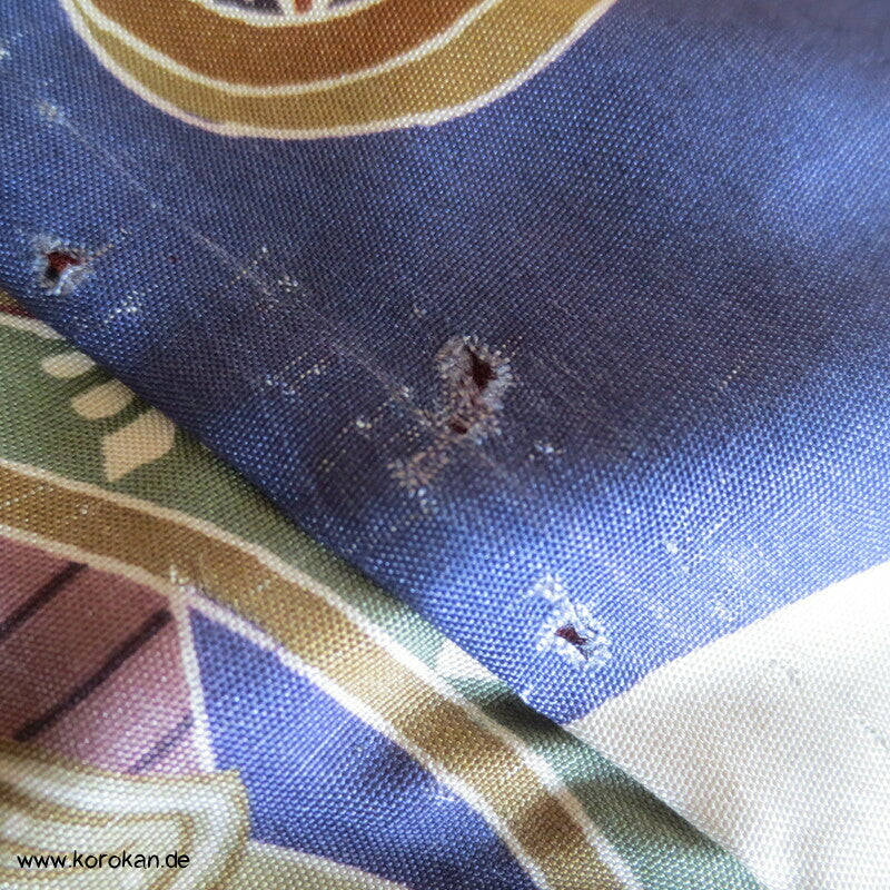 petrol Punktblumen auf zimt Seidendamast Haori