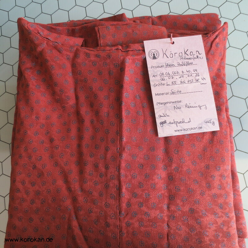 petrol Punktblumen auf zimt Seidendamast Haori