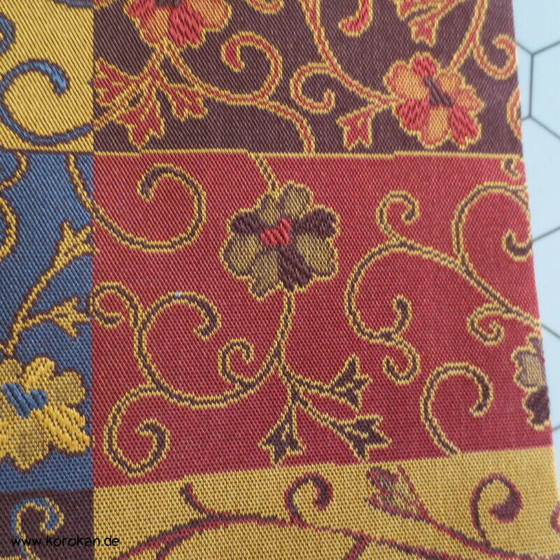 Arabesken in Karo - Jacquard, Nagoya Obi, dunkelbunt