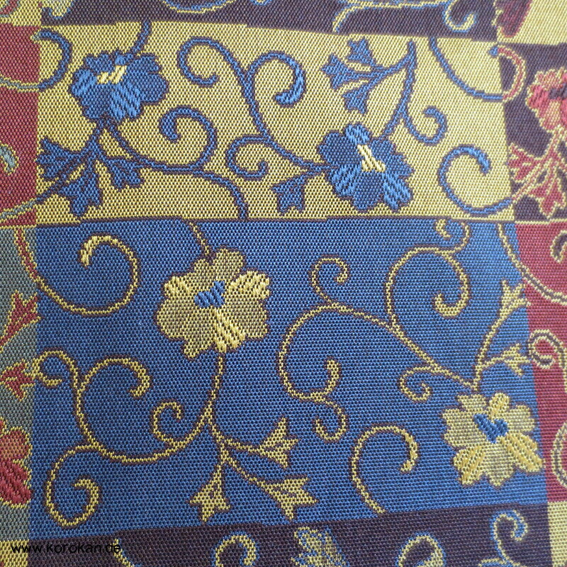Arabesken in Karo - Jacquard, Nagoya Obi, dunkelbunt