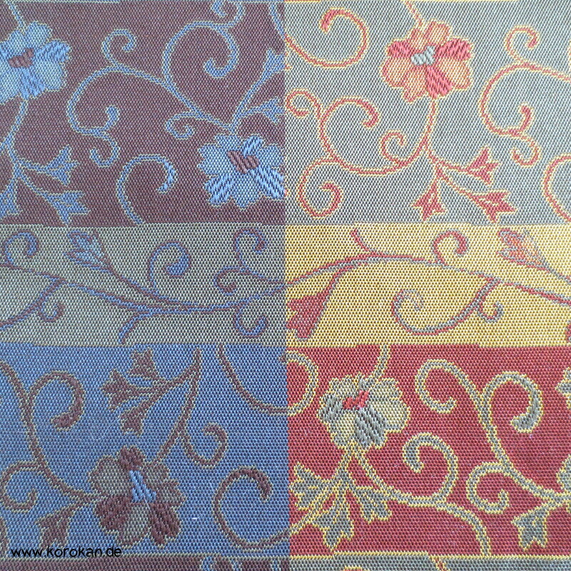 Arabesken in Karo - Jacquard, Nagoya Obi, dunkelbunt