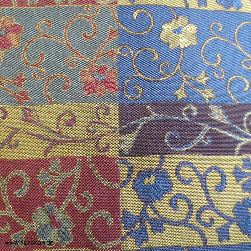 Arabesken in Karo - Jacquard, Nagoya Obi, dunkelbunt