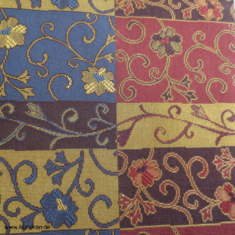 Arabesken in Karo - Jacquard, Nagoya Obi, dunkelbunt
