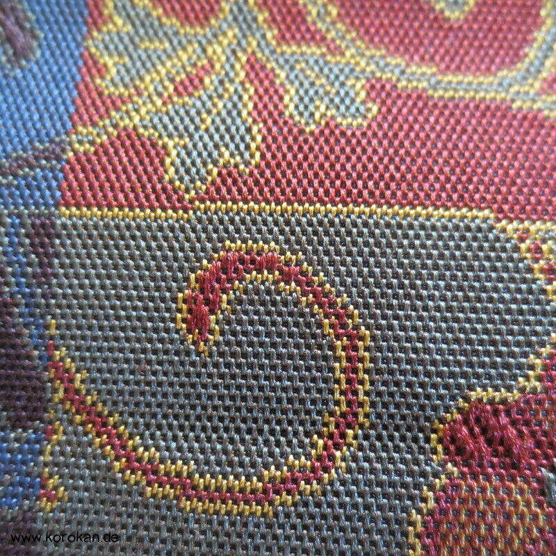 Arabesken in Karo - Jacquard, Nagoya Obi, dunkelbunt