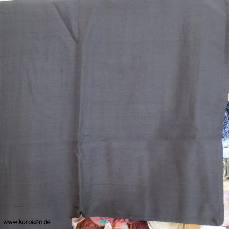 dunkelbraune Seiden Tsumugi Haori Kimono Jacke