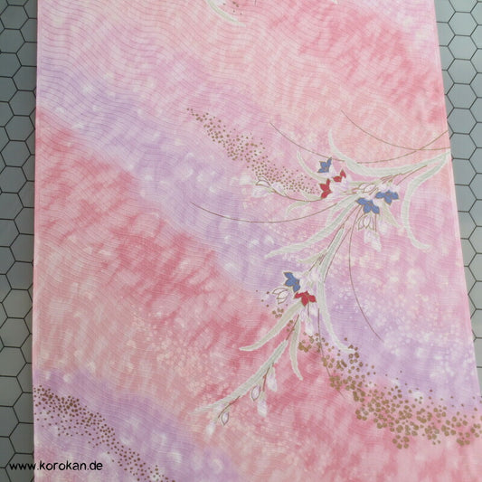 diagonal Bokashi, Blütenzweige Kimono Seiden Rinzu Damast
