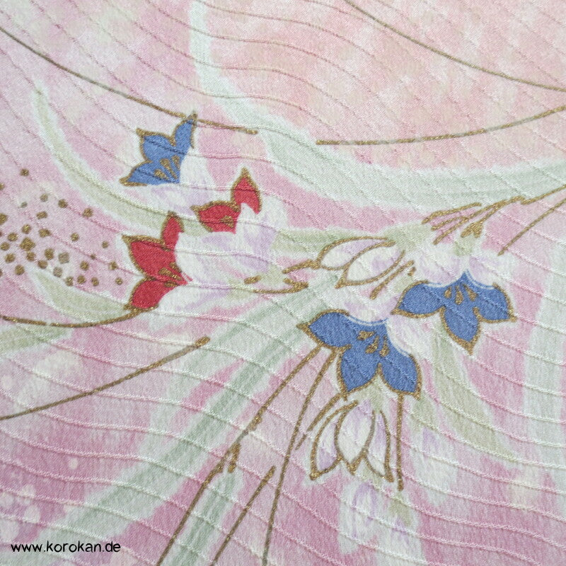 diagonal Bokashi, Blütenzweige Kimono Seiden Rinzu Damast