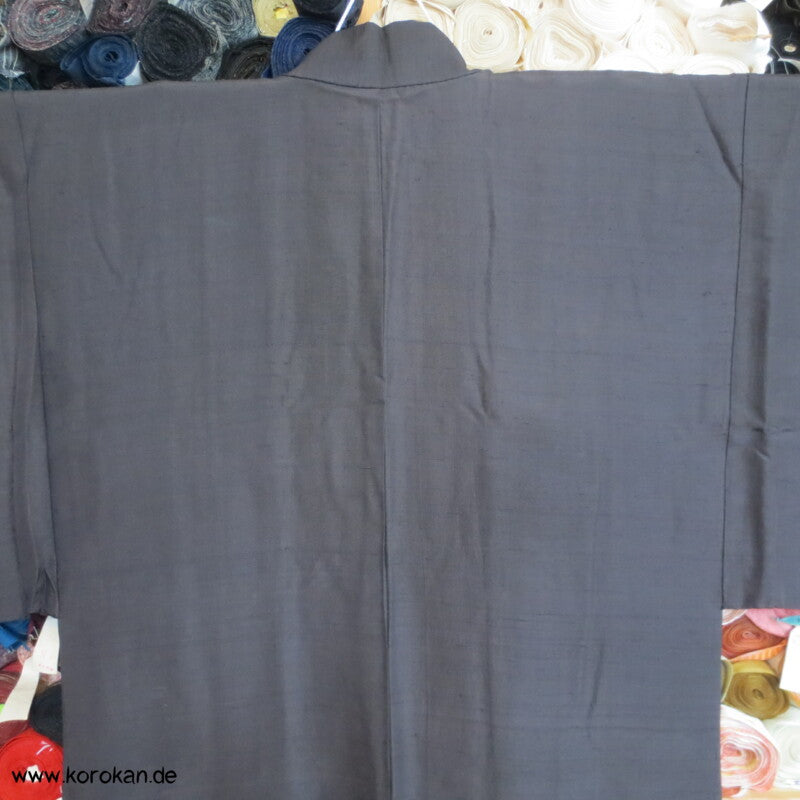 dunkelbraune Seiden Tsumugi Haori Kimono Jacke