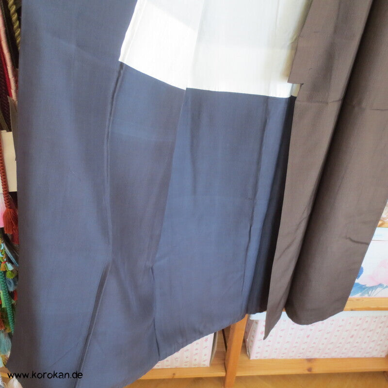 braun - blau karierter Seiden Männer Kimono, auf Seide gefüttert