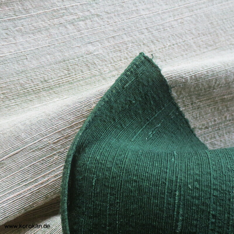 Furoshiki, grobe Wildseide, hellgrüner Keil auf flaschengrün