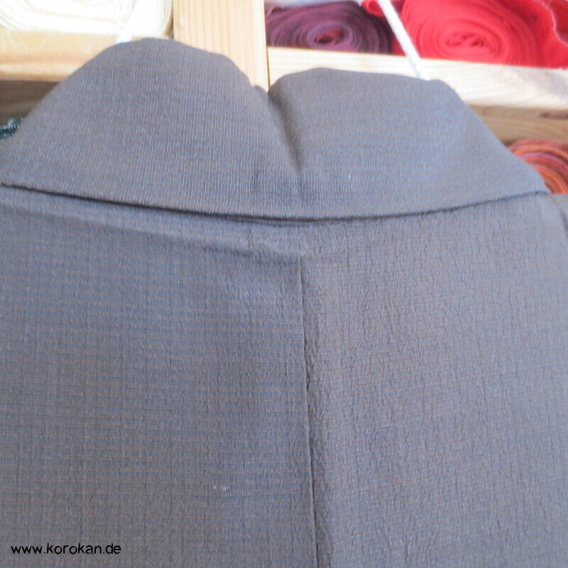 braun - blau karierter Seiden Männer Kimono, auf Seide gefüttert
