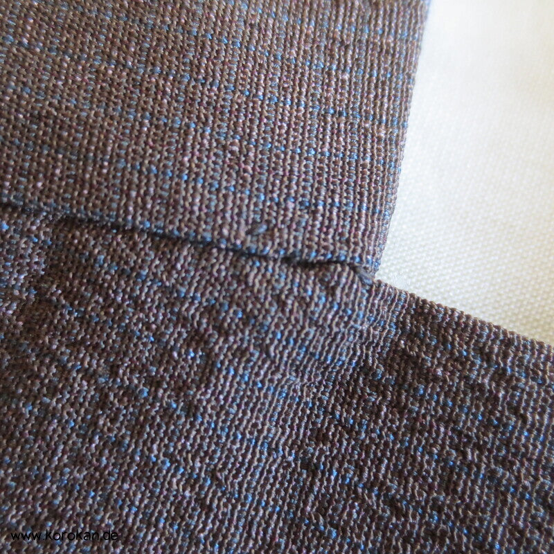 braun - blau karierter Seiden Männer Kimono, auf Seide gefüttert