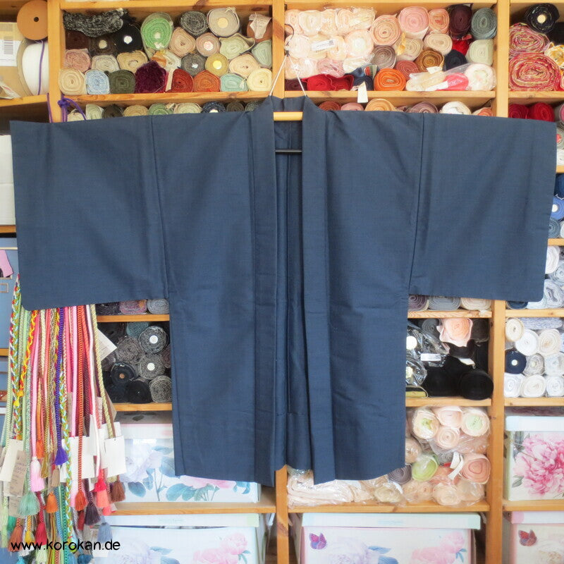 Wolle - Seide Tsumugi Haori Männer Kimono Jacke, ungefüttert