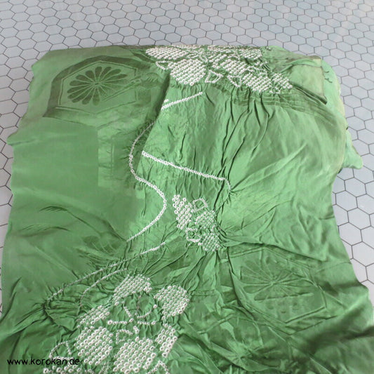 Shibori Blüten Rinzu Damast Kimono Seide
