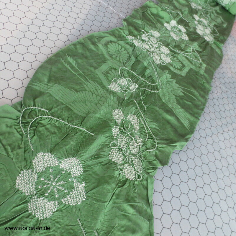 Shibori Blüten Rinzu Damast Kimono Seide