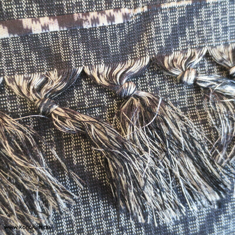 Rauten Kett Kasuri , dunkelblau - grau Tsumugi Kimono Seide