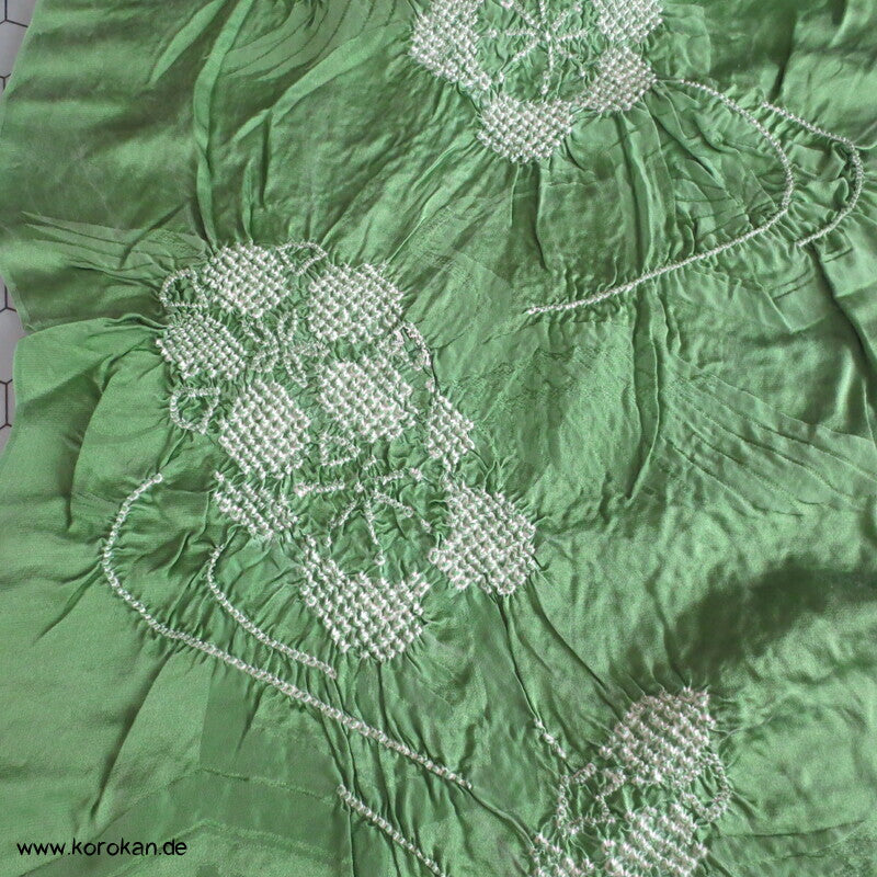 Shibori Blüten Rinzu Damast Kimono Seide
