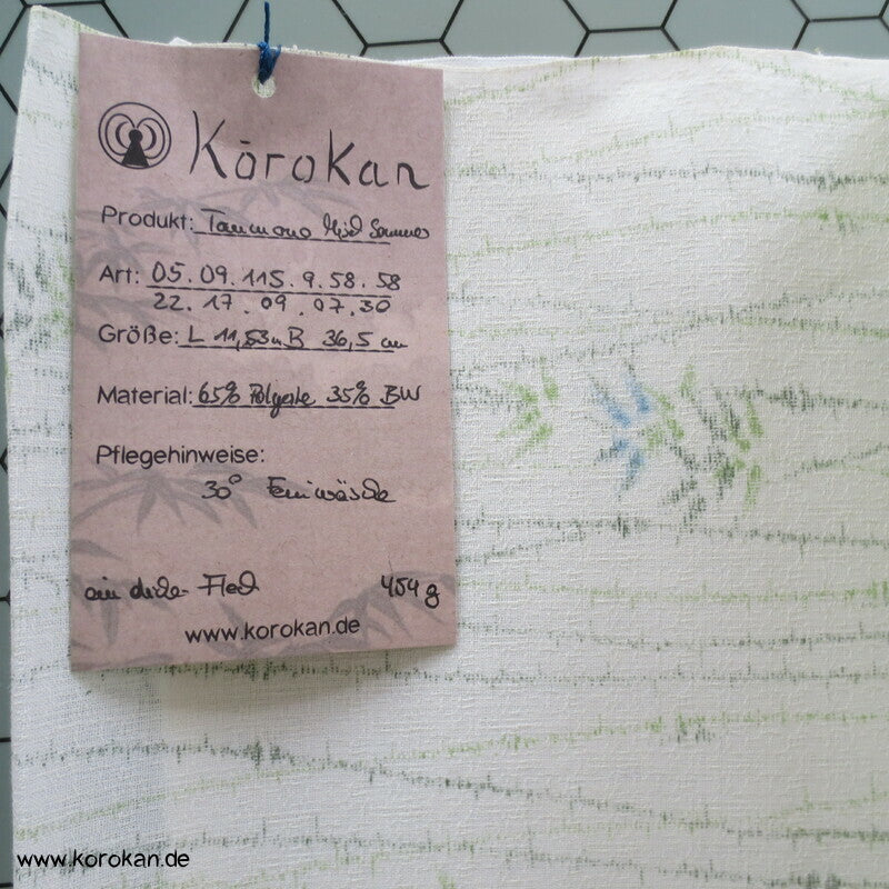 Bambus zart grünblauer Druck Sommer Kimono Krepp