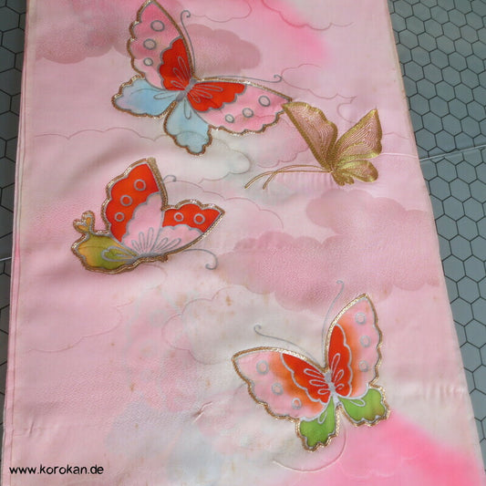Schmetterlinge mit Goldstickerei Kinder Kimono Stoff
