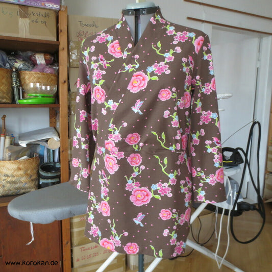 Kimonoshirt aus Stenzo Baumwolljersey Blumen, Vögel