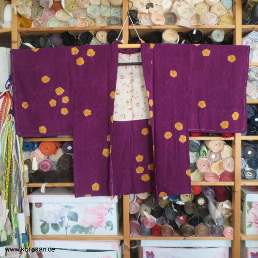 pflaumenlila Shibori Sakura Haori Seidendamast