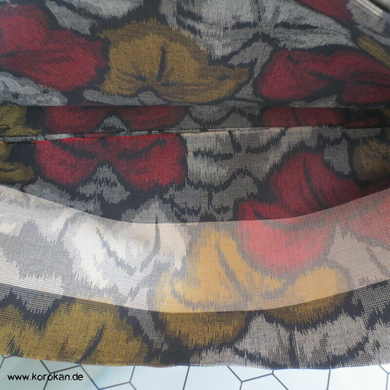 herbstliche Weinblätter Kimono Kasuri Wolle Tanmono