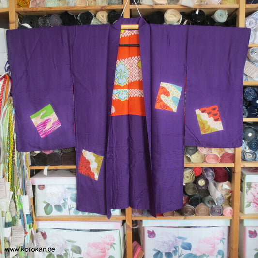 handgemalte Shikishi aus Sayagata Rinzu Seidendamast Haori