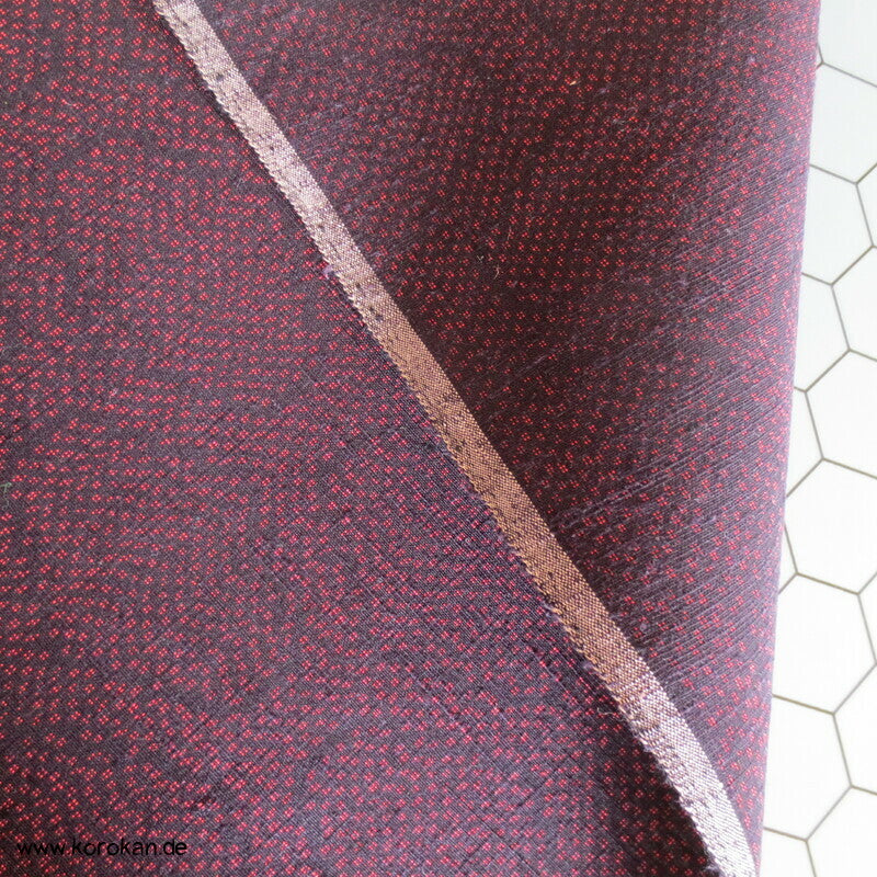 Kikko Kasuri schwarz rote Tsumugi Kimono Seide