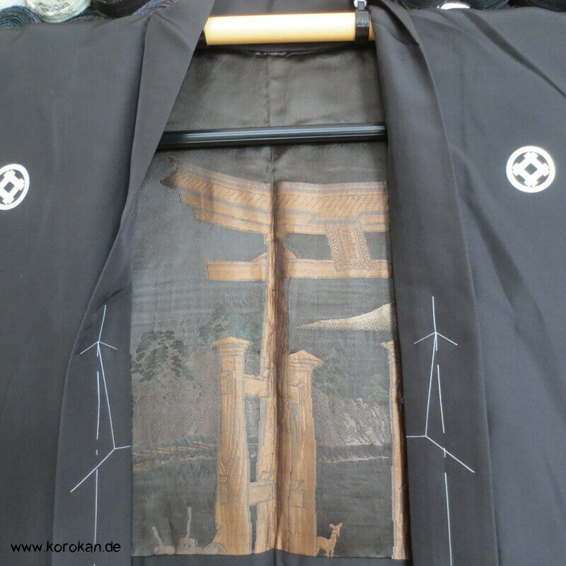 Montsuki 5 Igeta Mon Haori gewebtes Torii Futter