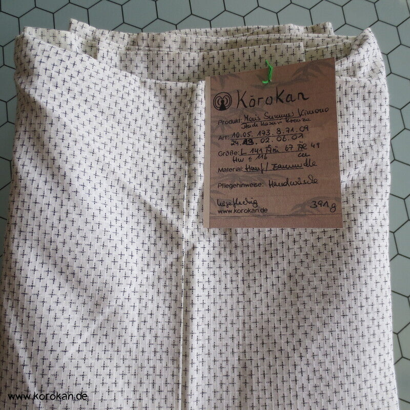 Druck Kasuri Feinkaro Hitoe / Yukata - ungefütterter Männer Baumwoll Hanf Kimono