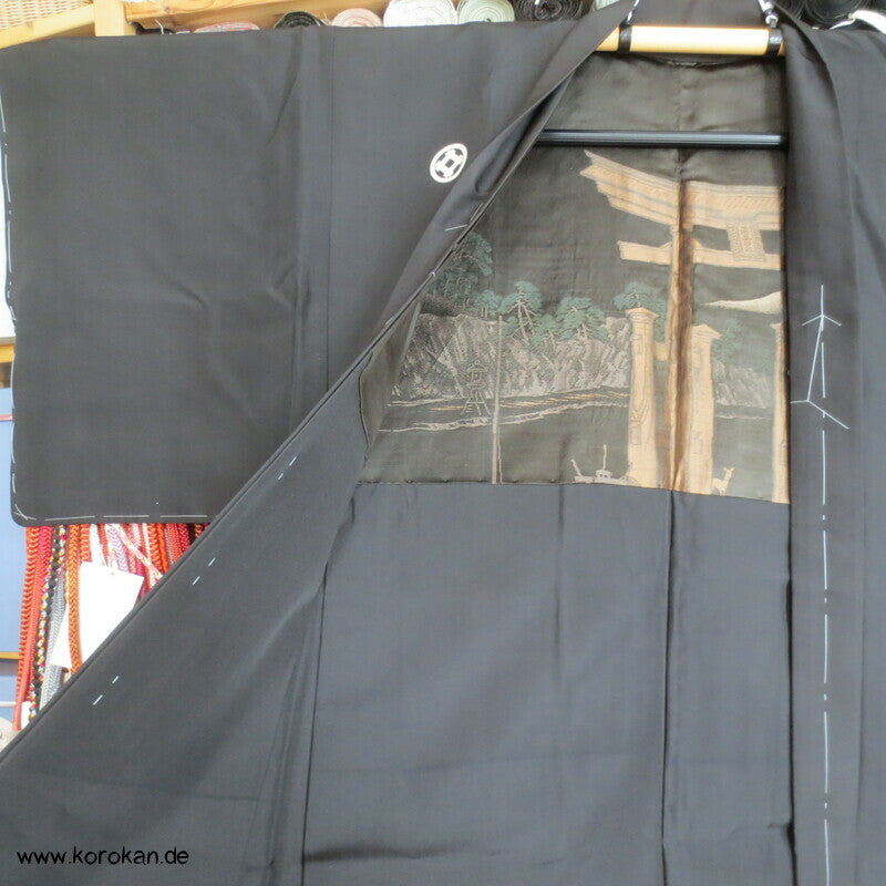 Montsuki 5 Igeta Mon Haori gewebtes Torii Futter
