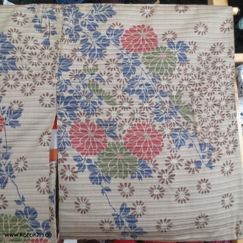 Chrysanthemen Haori Kimonojacke , Meisen Seide, Himo
