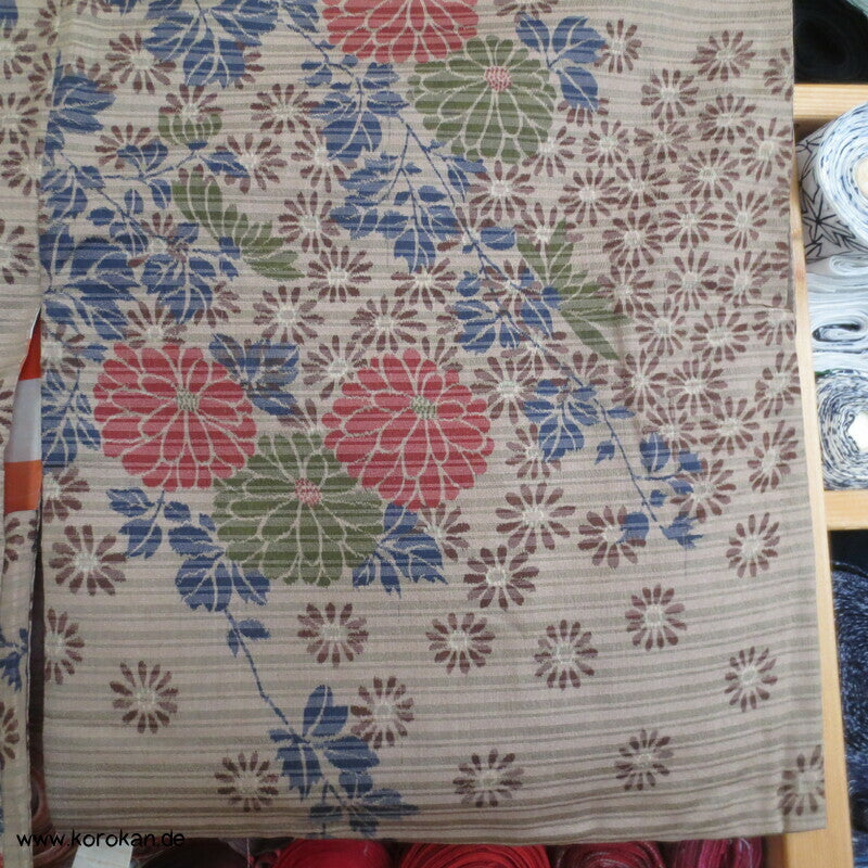 Chrysanthemen Haori Kimonojacke , Meisen Seide, Himo