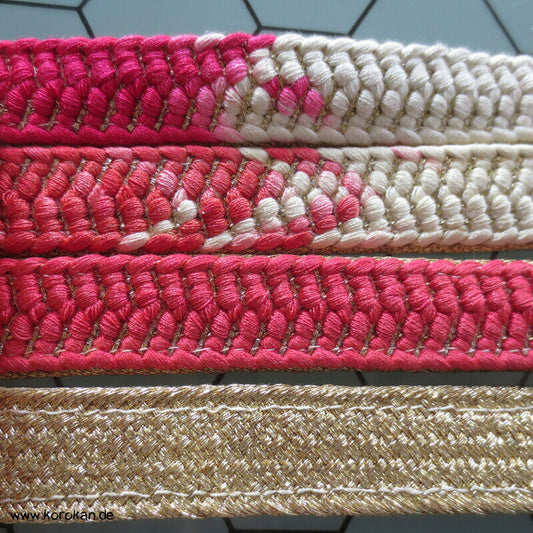 pink gold Koi Verlaufsfarben Obijime, Seide / Lurex, zweilagig genäht
