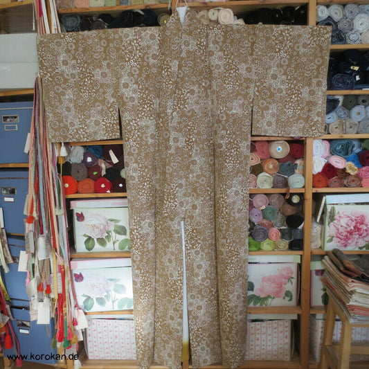Edo Komon Mille Fleur Komon Seidencrepe Kimono - unbenutzt