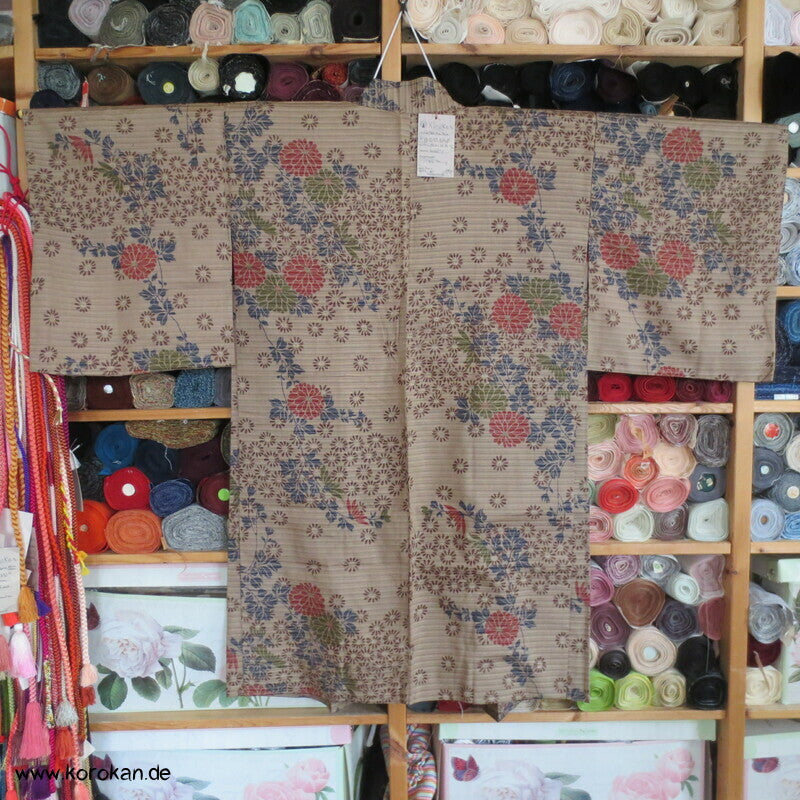 Chrysanthemen Haori Kimonojacke , Meisen Seide, Himo