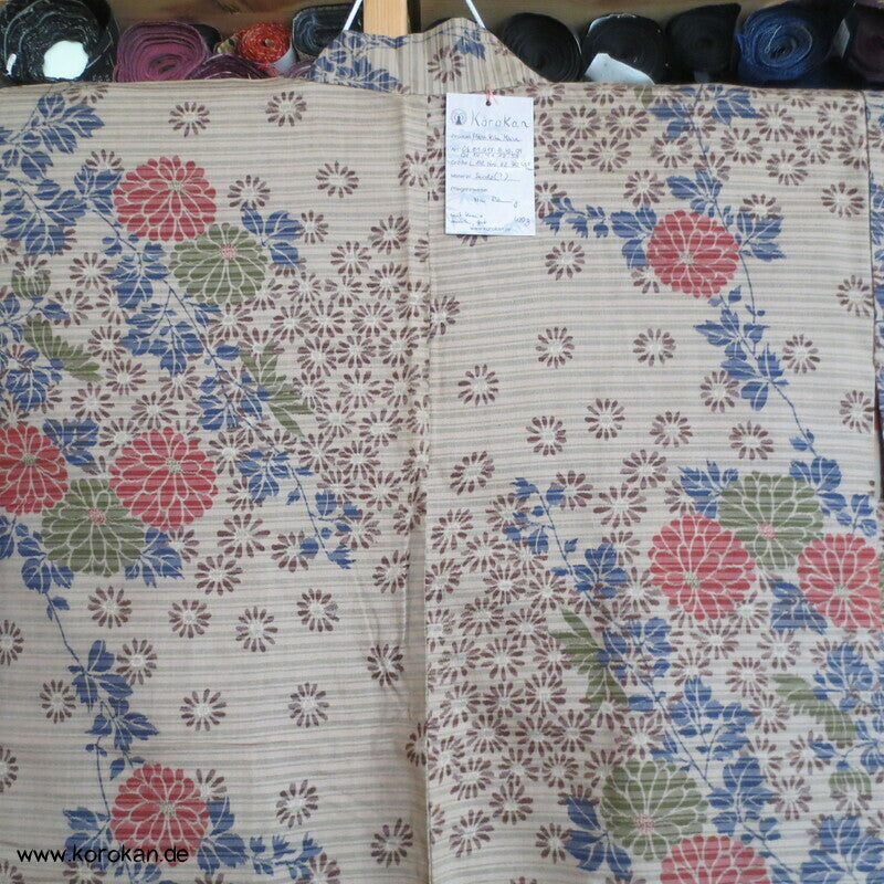 Chrysanthemen Haori Kimonojacke , Meisen Seide, Himo