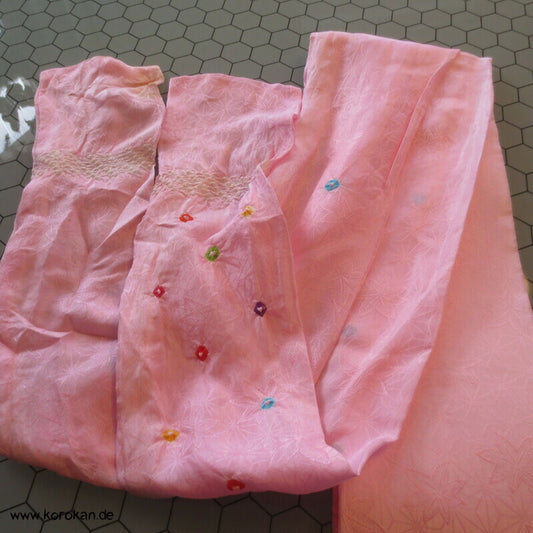 rosa Asanoha Seide mit Shibori Punkten Date Jime / Himo