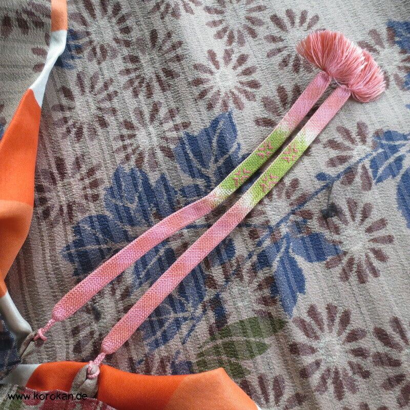 Chrysanthemen Haori Kimonojacke , Meisen Seide, Himo