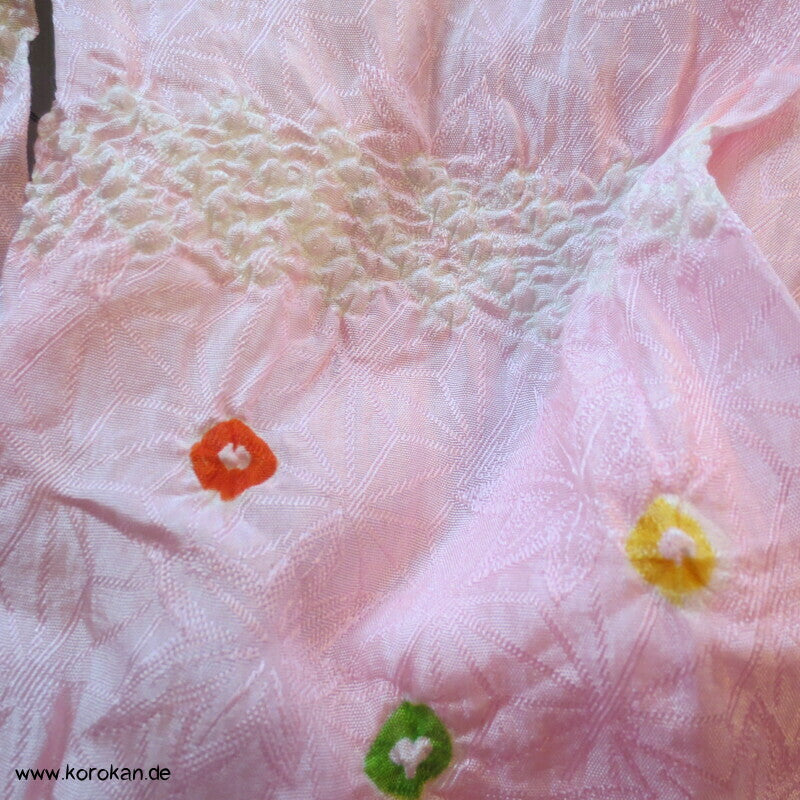 rosa Asanoha Seide mit Shibori Punkten Date Jime / Himo