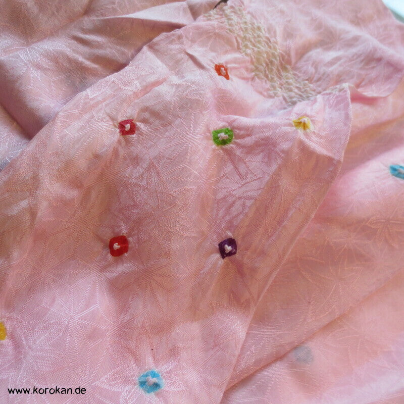 rosa Asanoha Seide mit Shibori Punkten Date Jime / Himo