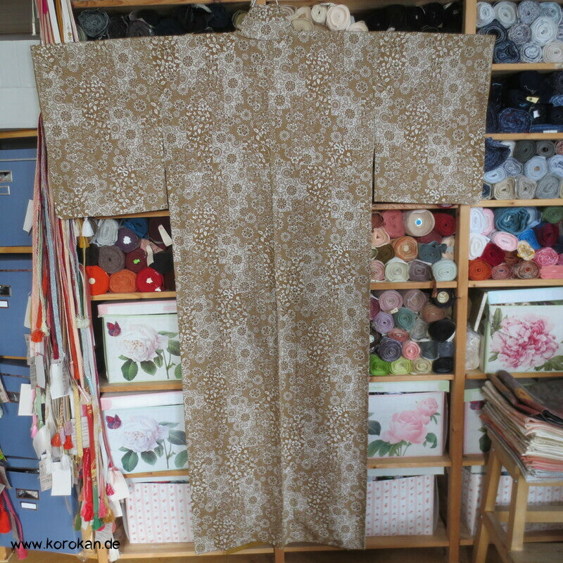 Edo Komon Mille Fleur Komon Seidencrepe Kimono - unbenutzt