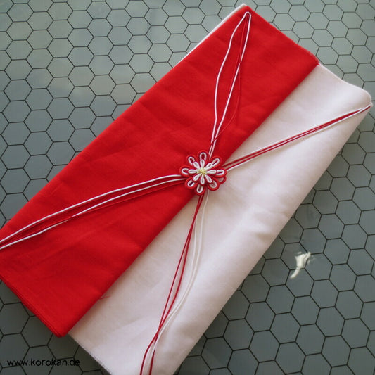 rotes und weißes Batist Baumwollfutter für Kimono, Kanzashiblüte