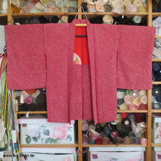 Himbeersorbetroter Full Shibori Seiden Haori