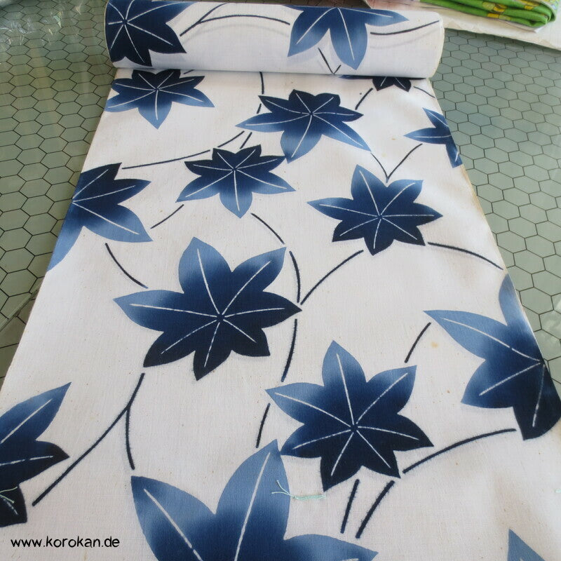 Ahornblätter originalgehefteter Yukata Kimono japanischer Baumwoll Stoff