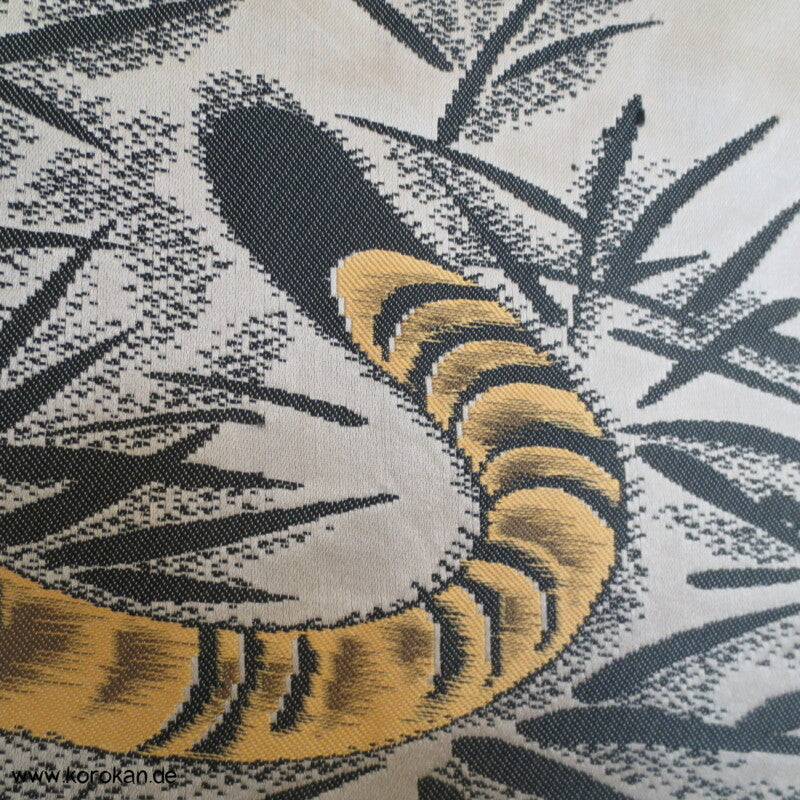 gewebter Tiger Futter, Haori Kimono Jacke - dunkelblaue Tsumugi Seide