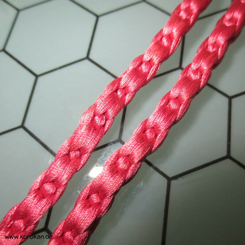 Haori Himo - Seide, pink quadratisch, ohne Troddeln