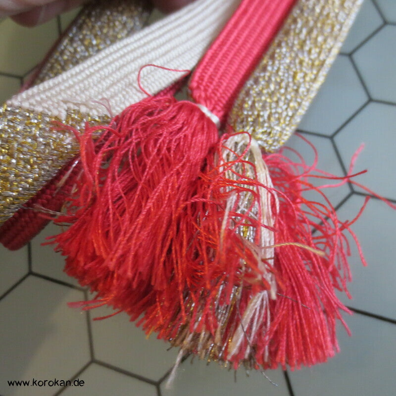 rot rosa gold silber Obijime, Seide / Lurex, wechselseitig