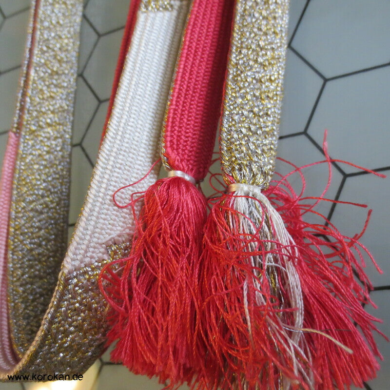 rot rosa gold silber Obijime, Seide / Lurex, wechselseitig