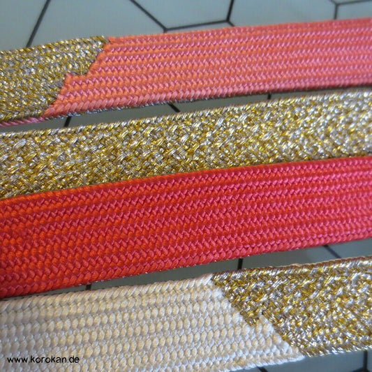 rot rosa gold silber Obijime, Seide / Lurex, wechselseitig